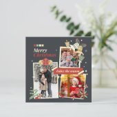 メリークリスマス |家族モダンの写真のコラージュ シーズンカード (スタンド正面)
