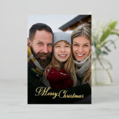 メリークリスマス 家族写真オーバーレイ 箔シーズンカード (立ち正面)