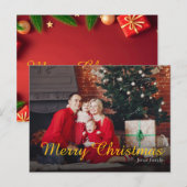 メリークリスマス 家族写真グリーティングカード シーズンポストカード (正面/裏面)