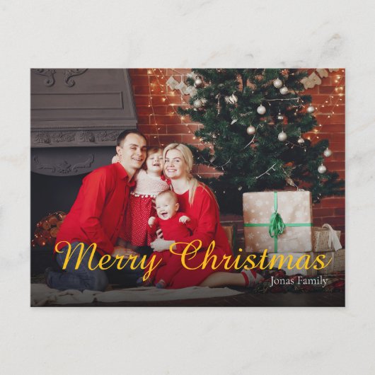 メリークリスマス 家族写真グリーティングカード シーズンポストカード (正面)