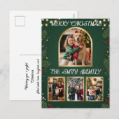 メリークリスマス 家族写真コラージュ ホリデー シーズンポストカード (正面/裏面)