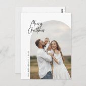 メリークリスマス、家族写真、アーチフレームの挨拶 ポストカード (正面/裏面)
