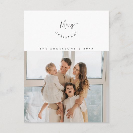 メリークリスマス、家族写真、スクリプコンテンポラリート ポストカード (正面)