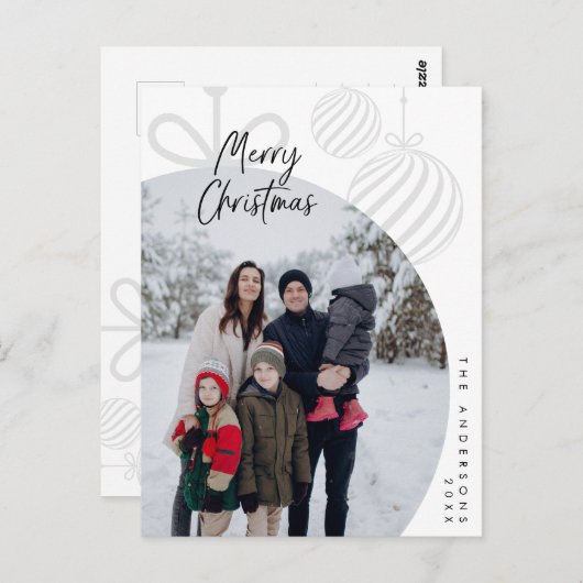 メリークリスマス，家族写真，休日の挨拶 ポストカード (正面/裏面)
