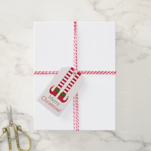 メリークリスマス – 小妖精や小人脚パーソナライズされた ギフトタグ (より糸付き)