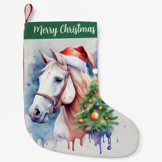 メリークリスマス 帽子 クリスマスの馬 -  スモールクリスマスストッキング (正面)