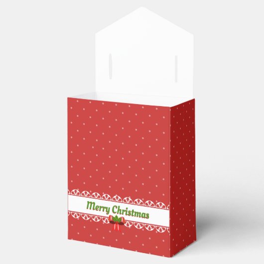 メリークリスマス、弓と水玉模様 フェイバーボックス (オープン)
