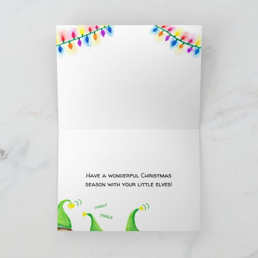 「メリークリスマス」忙し小人アートウォーターカラーカード カード (内部)