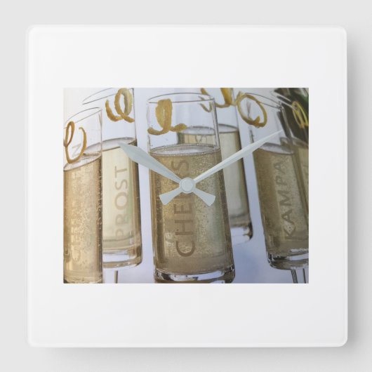 **メリークリスマス「応援カクテル」時計 スクエア壁時計 (正面)