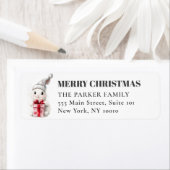 メリークリスマス!愛らしい白うさぎサンタハット ラベル (インサイチュ)