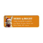 メリークリスマス!愛らしい,うさぎ,サンタハット ラベル (正面)