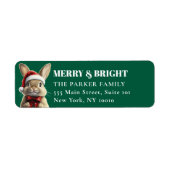 メリークリスマス!愛らしい,うさぎ,サンタハット ラベル (正面)