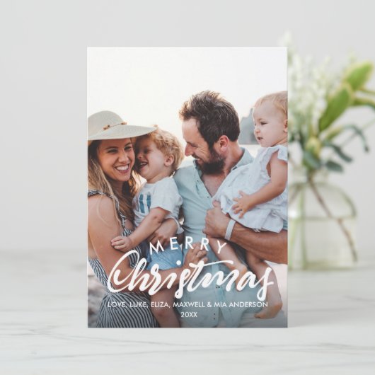 メリークリスマス 手描き パーソナライズ 写真 シーズンカード (スタンド正面)