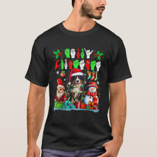 メリークリスマス 手話 サンタ ベルナーゼン・マウンテン Tシャツ