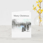 メリークリスマス、抽象芸術ツリーの水の色の森 カード (黄色い花)