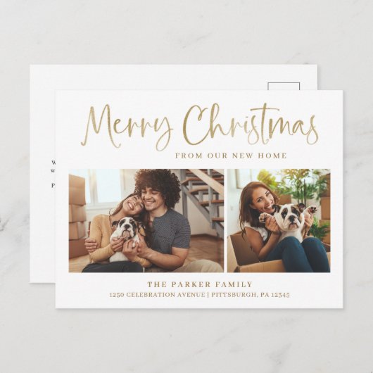 メリークリスマス |新しい住所の変更写真 シーズンポストカード (正面/裏面)