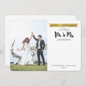 メリークリスマス |新しいMr.& Mrs. 1フォトカード シーズンカード (正面/裏面)