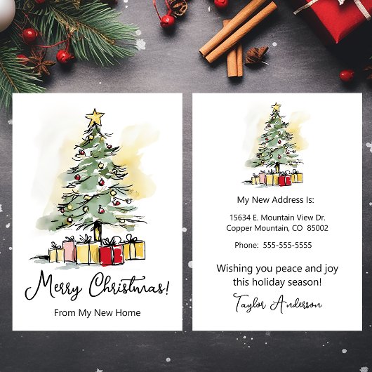 メリークリスマス 新居 モダン クリスマスツリー 案内状