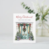 メリークリスマス 新居 玄関 引越し 案内ポストカード (スタンド正面)