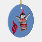 メリークリスマス、新年おめでとう、かわいいペンギン・アート セラミックオーナメント (右)