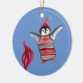 メリークリスマス、新年おめでとう、かわいいペンギン・アート セラミックオーナメント (左)