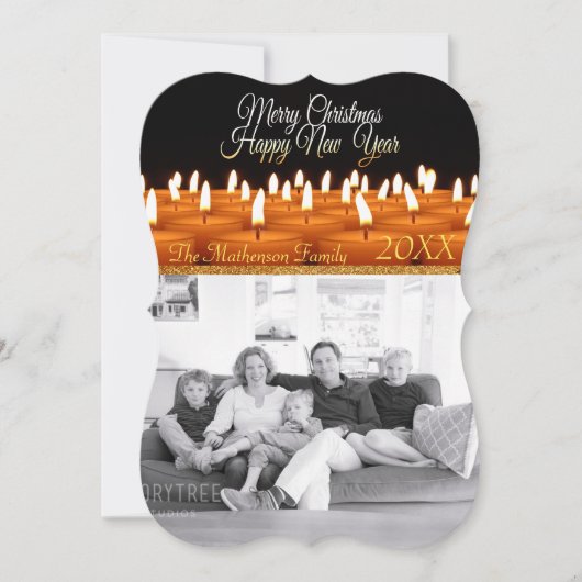 「メリークリスマス」「新年おめでとう」ろうそく シーズンカード (正面)