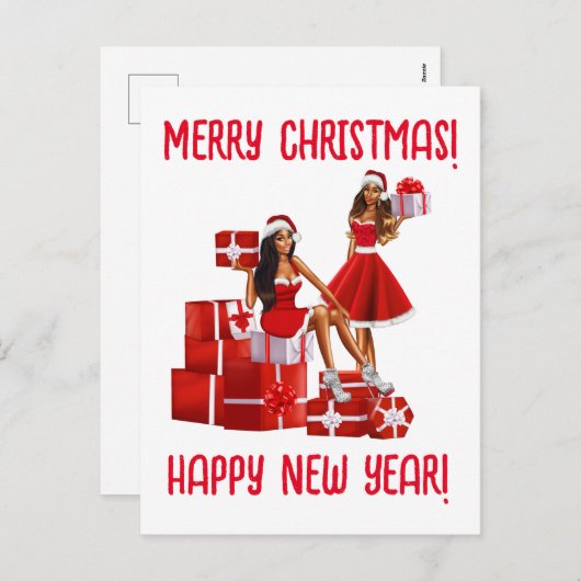 メリークリスマス.新年おめでとう。ウィメンマムシスタ シーズンポストカード (正面/裏面)