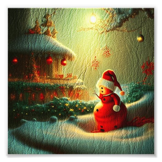 メリークリスマス！，新年おめでとう！オンレザー フォトプリント            (正面)