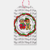 メリークリスマス |新年おめでとう |ジンジャーブレッドマン ギフトタグ (正面)