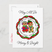 メリークリスマス |新年おめでとう |ジンジャーブレッドマン シーズンポストカード (正面/裏面)