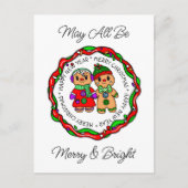 メリークリスマス |新年おめでとう |ジンジャーブレッドマン シーズンポストカード (正面)