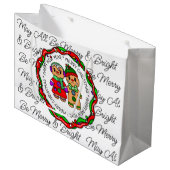 メリークリスマス |新年おめでとう |ジンジャーブレッドマン ラージペーパーバッグ (正面アングル)