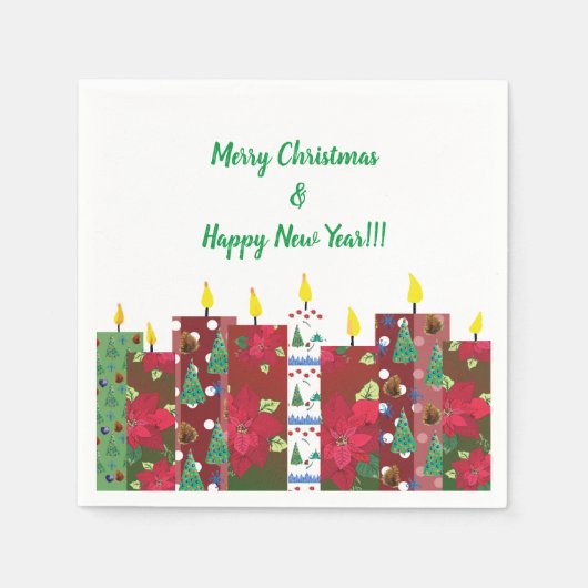 メリークリスマス<新年おめでとう スタンダードカクテルナプキン (正面)