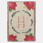 メリークリスマス、新年おめでとう スローブランケット (正面縦)