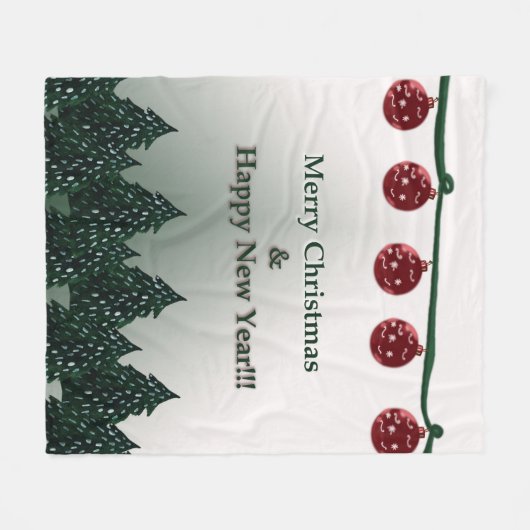 メリークリスマス、新年おめでとう フリースブランケット (正面(横))