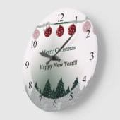 メリークリスマス、新年おめでとう ラージ壁時計 (傾斜)
