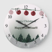 メリークリスマス、新年おめでとう ラージ壁時計 (正面)