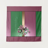 メリークリスマス!、新年，クリスマスの鹿，雪 タペストリー (正面(横))