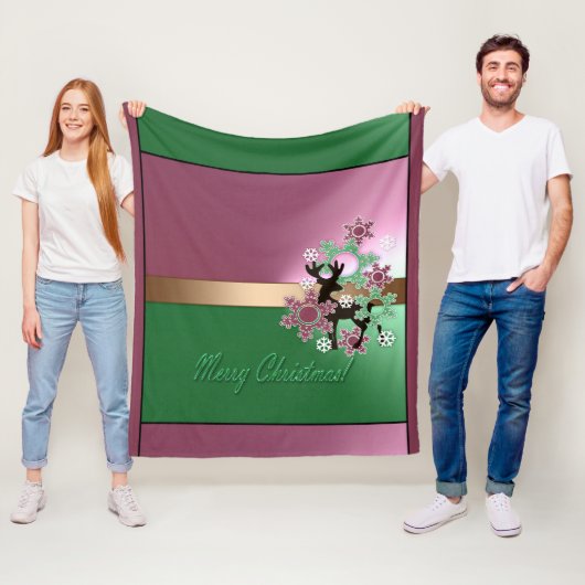 メリークリスマス!、新年，クリスマスの鹿，雪 フリースブランケット (インサイチュ)