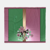 メリークリスマス!、新年，クリスマスの鹿，雪 フリースブランケット (正面(横))