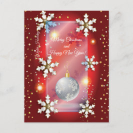 メリークリスマス&新年！20XXシルバー高級レッド ポストカード
