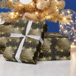 メリークリスマス&新年！20XX金ゴールドスノーラグジュアリー ラッピングペーパー
