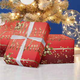 メリークリスマス&新年！20XX金ゴールドスノーラグジュアリー ラッピングペーパー