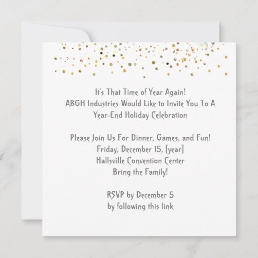 メリークリスマス&新年!20XX金ゴールド 招待状 (裏面)