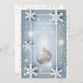 メリークリスマス&新年！20XX銀ラグジュアリー 招待状 (正面/裏面)