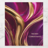 メリークリスマス – 明るい赤紫色紫と金ゴールド ワインラベル (シングルラベル)