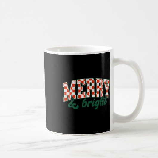 メリークリスマス 明るい かわいい クリスマス 市松模様 休日 コーヒーマグカップ (右)
