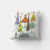 メリークリスマス!星の付いたかわいいクリスマスツリー クッション (正面)