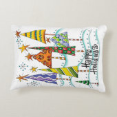 メリークリスマス！星の飾られたかわいいクリスマスツリー アクセントクッション (裏面)