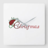 **メリークリスマス**時計 スクエア壁時計 (正面)